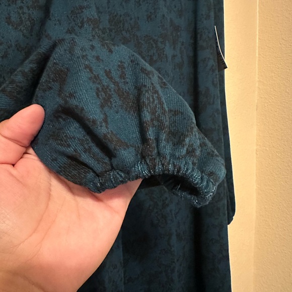 Nine West Teal Patterned Long Sleeve Dress - Picture 5 of 6